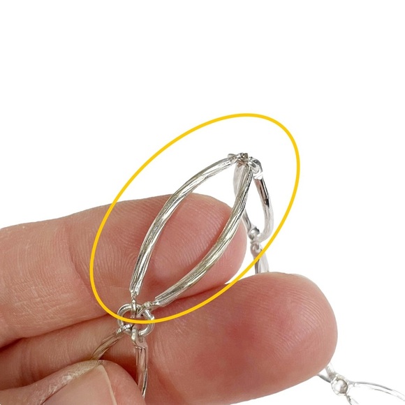 Silver Tone Large Open Oval Link Twisted Etched Necklace - Picture 5 of 10